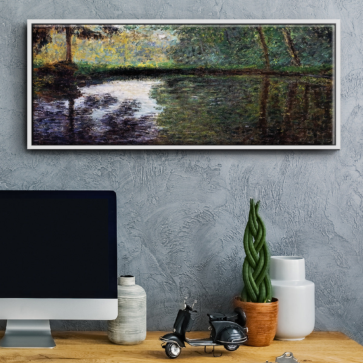 The Pond at Montgeron 2, 1876 - Floater Framed Canvas Print