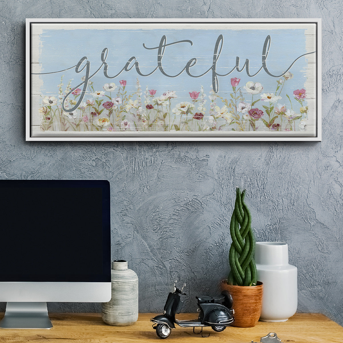 Bloomin Around Grateful - Floater Framed Canvas Print