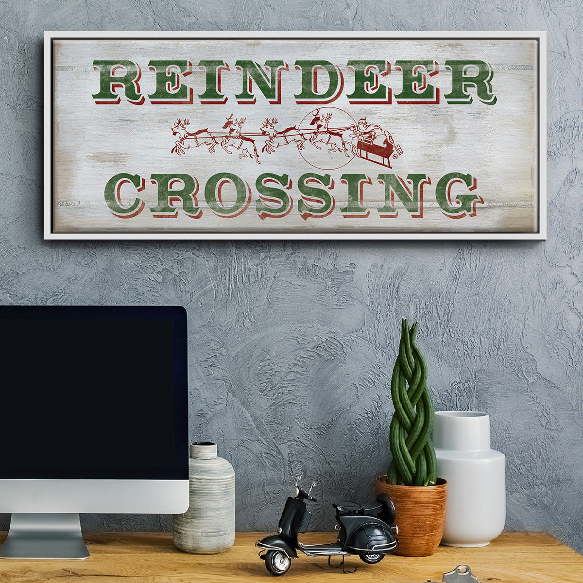 Reindeer Crossing - Floater Framed Canvas Print