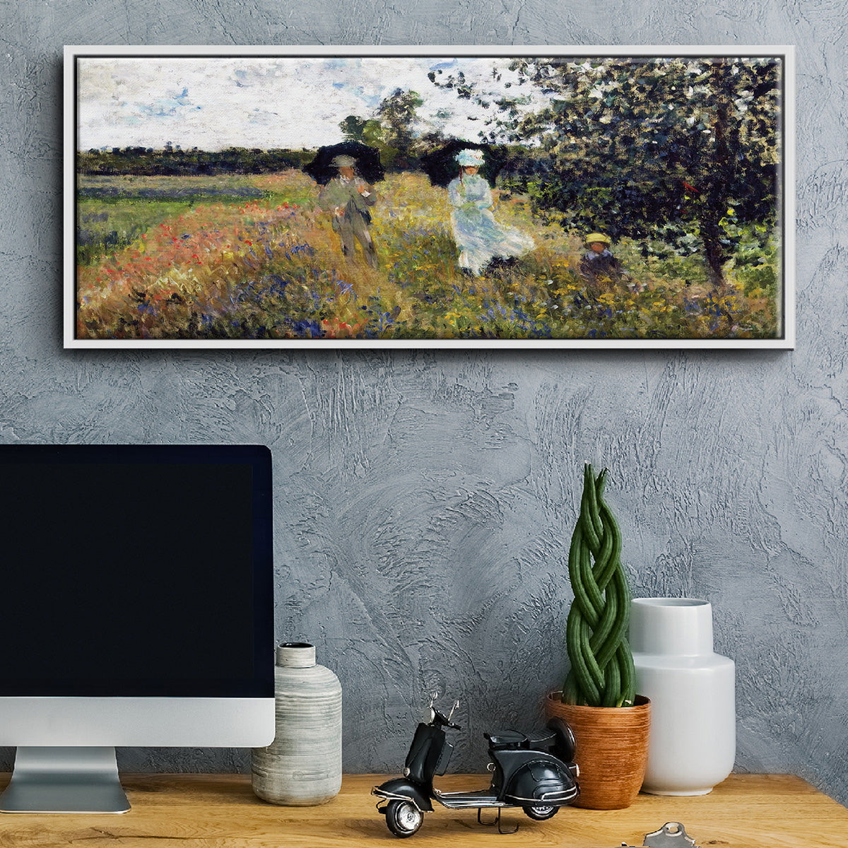 The Promenade Near Argenteuil, 1875 - Floater Framed Canvas Print