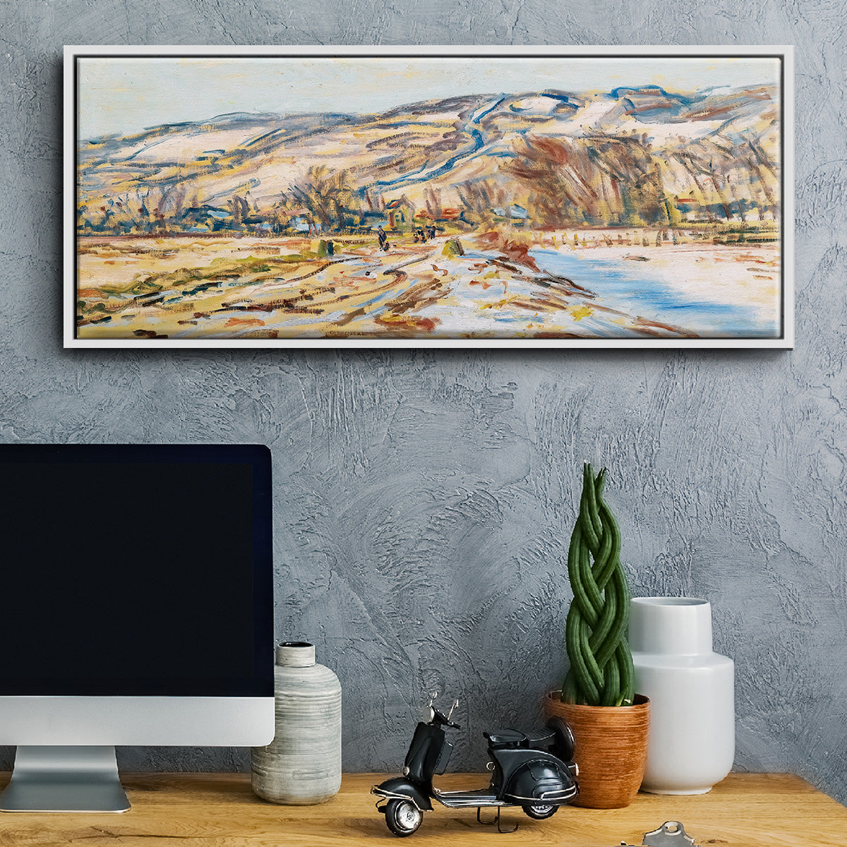 Winter at Giverny, 1886 - Floater Framed Canvas Print