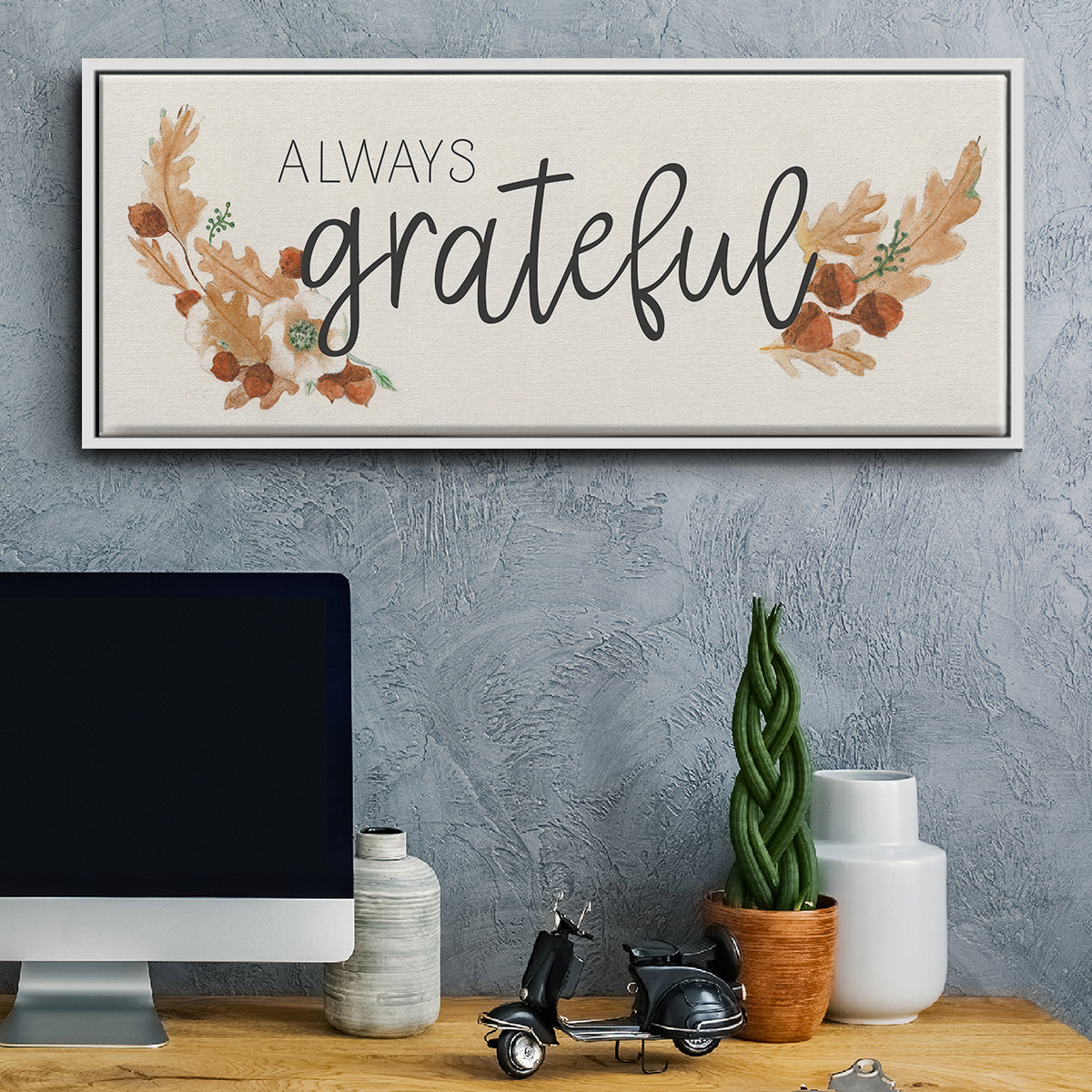 Always Grateful - Floater Framed Canvas Print