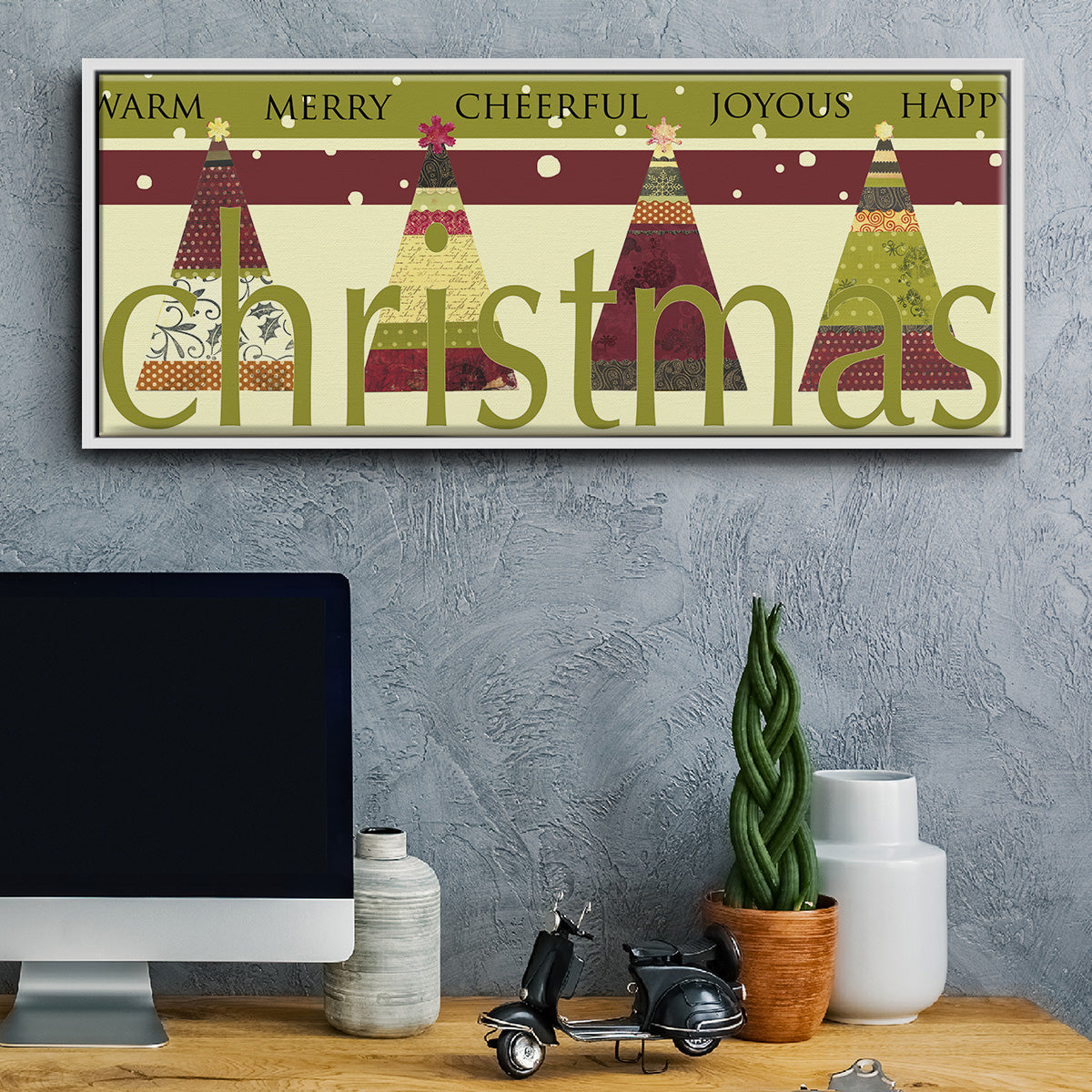 Happy Merry Joyous - Floater Framed Canvas Print