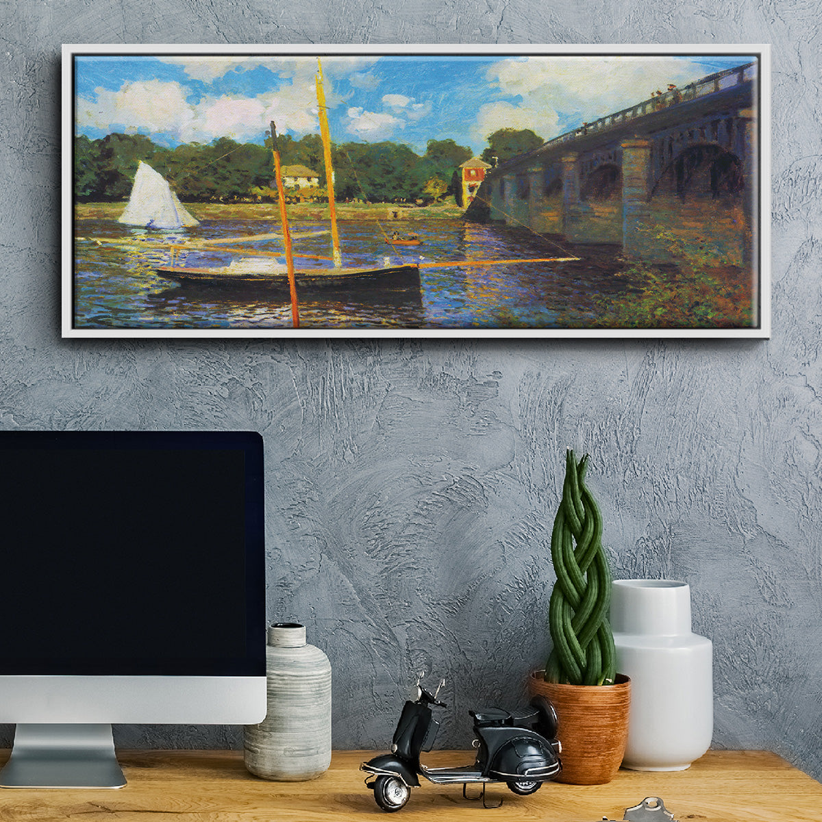 The Road Bridge, Argenteuil - Floater Framed Canvas Print