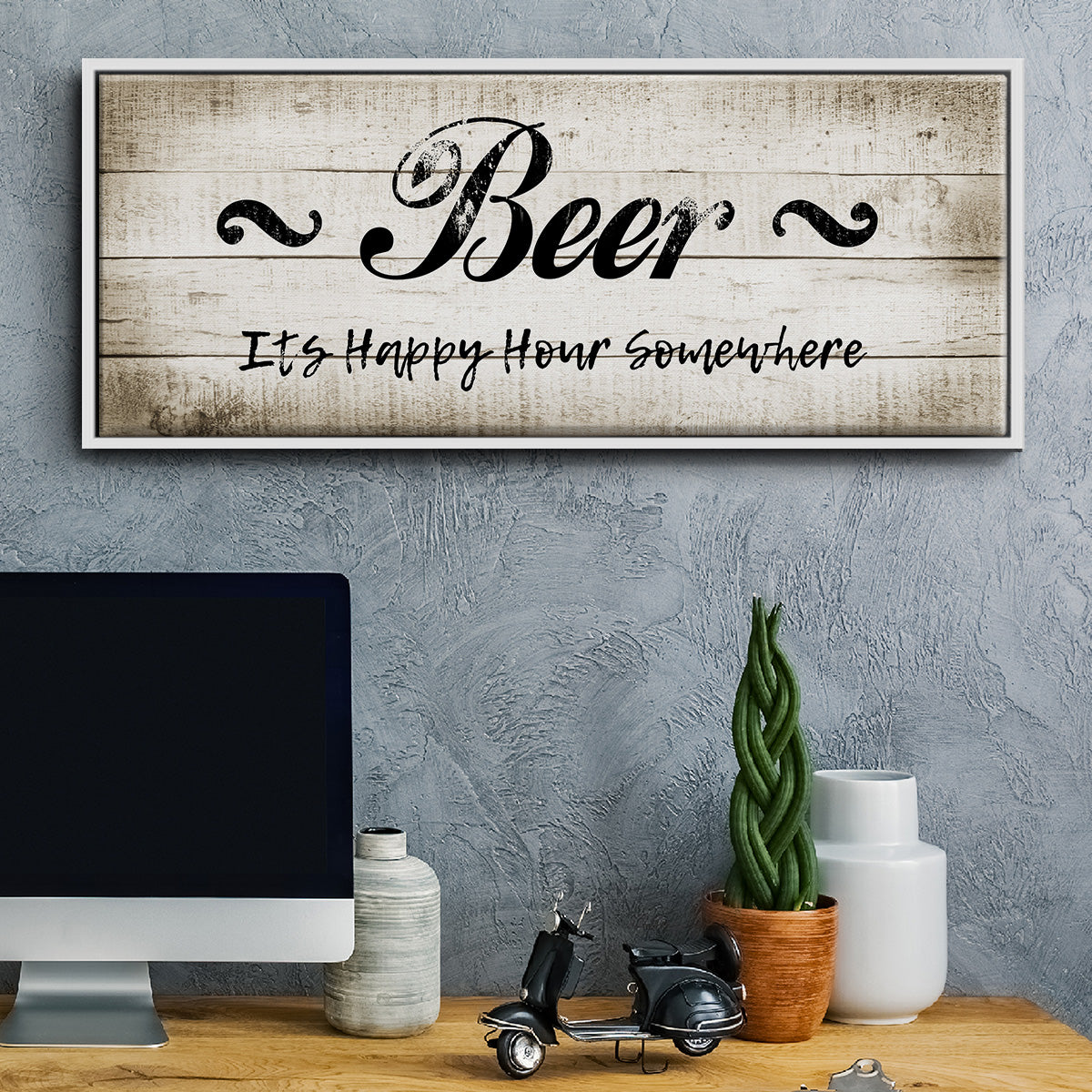 Beer Happy Hour - Floater Framed Canvas Print