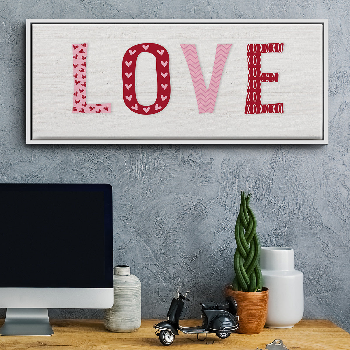 Patterned Love - Floater Framed Canvas Print