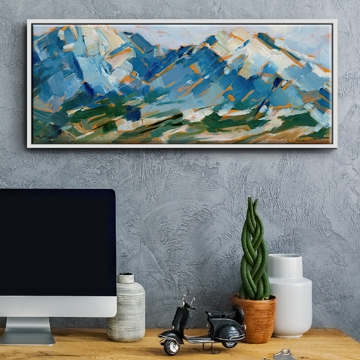 Blue Mountain Peaks I - Floater Framed Canvas Print