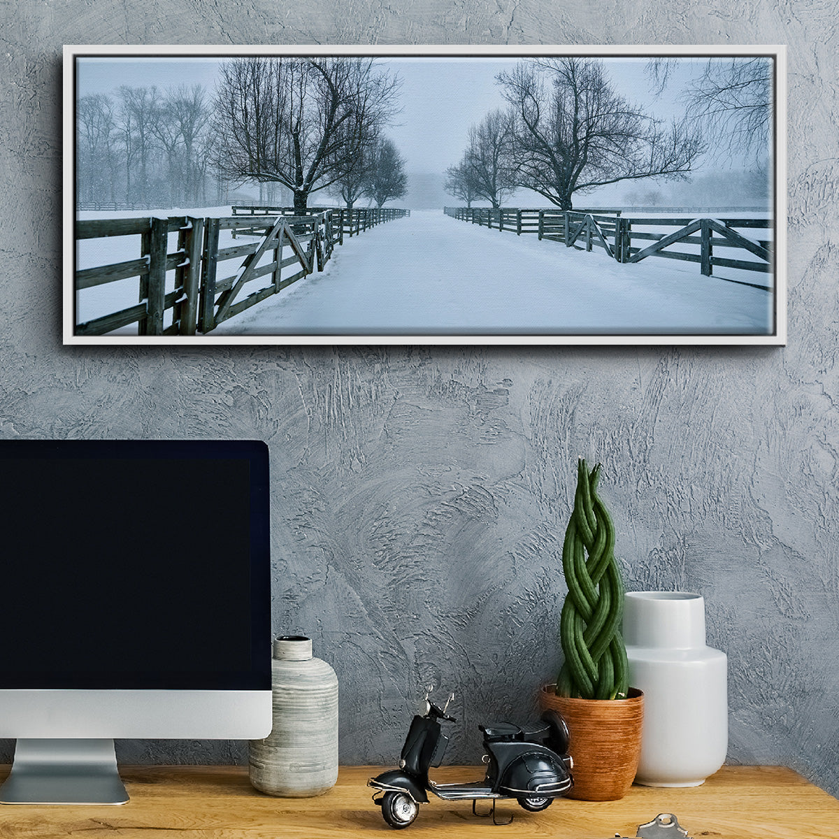 Snowy Road II - Floater Framed Canvas Print