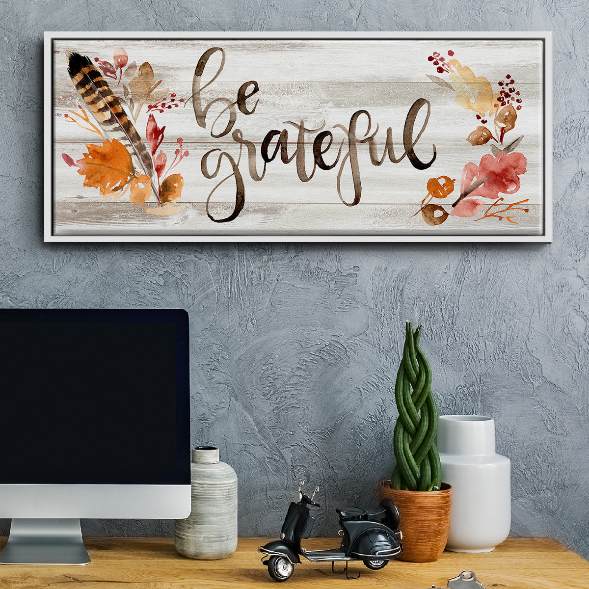 Grateful - Floater Framed Canvas Print