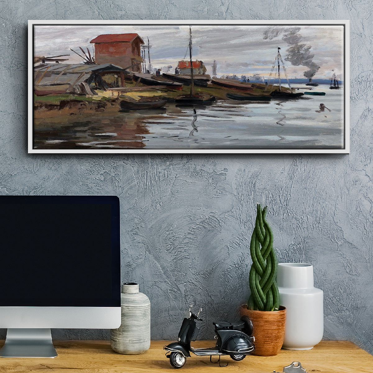 The Seine at Petit - Floater Framed Canvas Print