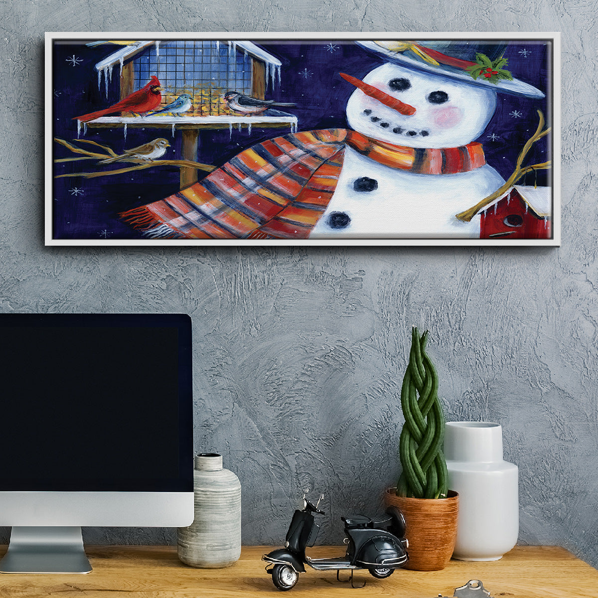 Snow Friends - Floater Framed Canvas Print