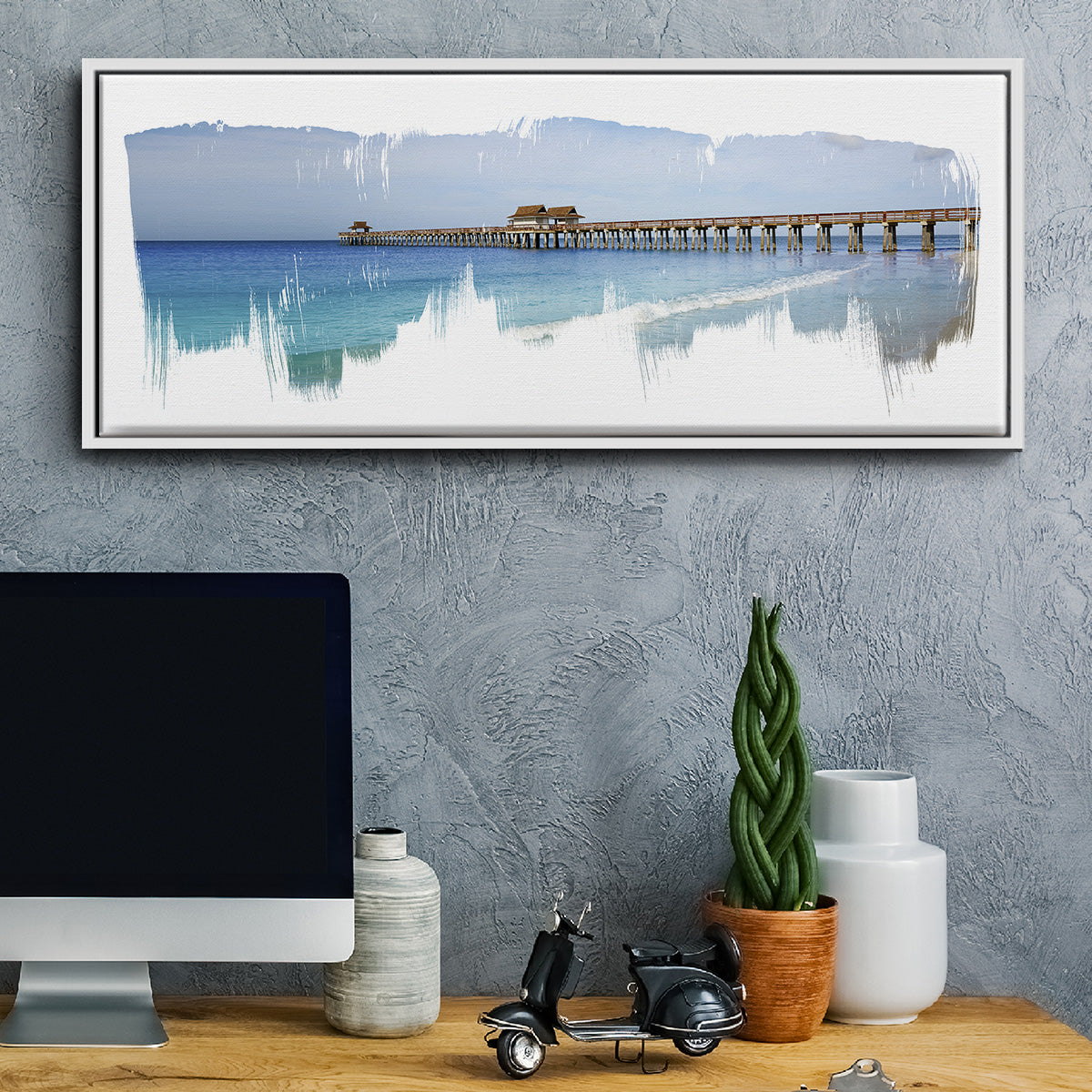 Virginia Beach Pier - Floater Framed Canvas Print
