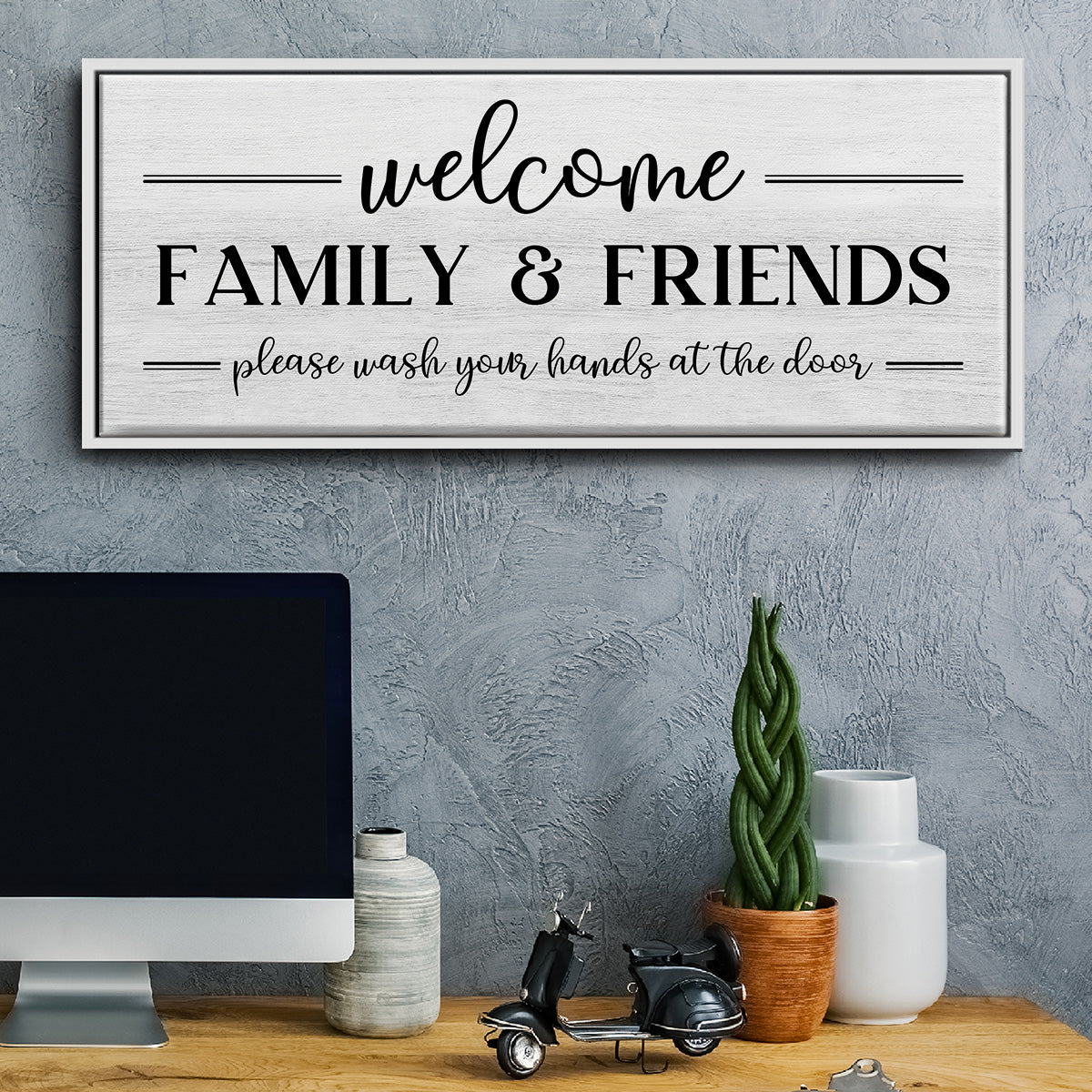 Welcome Family & Friends - Floater Framed Canvas Print