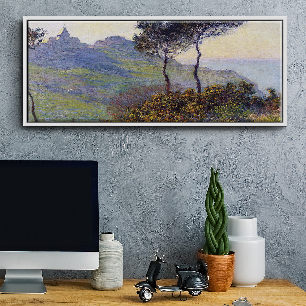 The Church at Varengeville, the Sunset, 1882 - Floater Framed Canvas Print