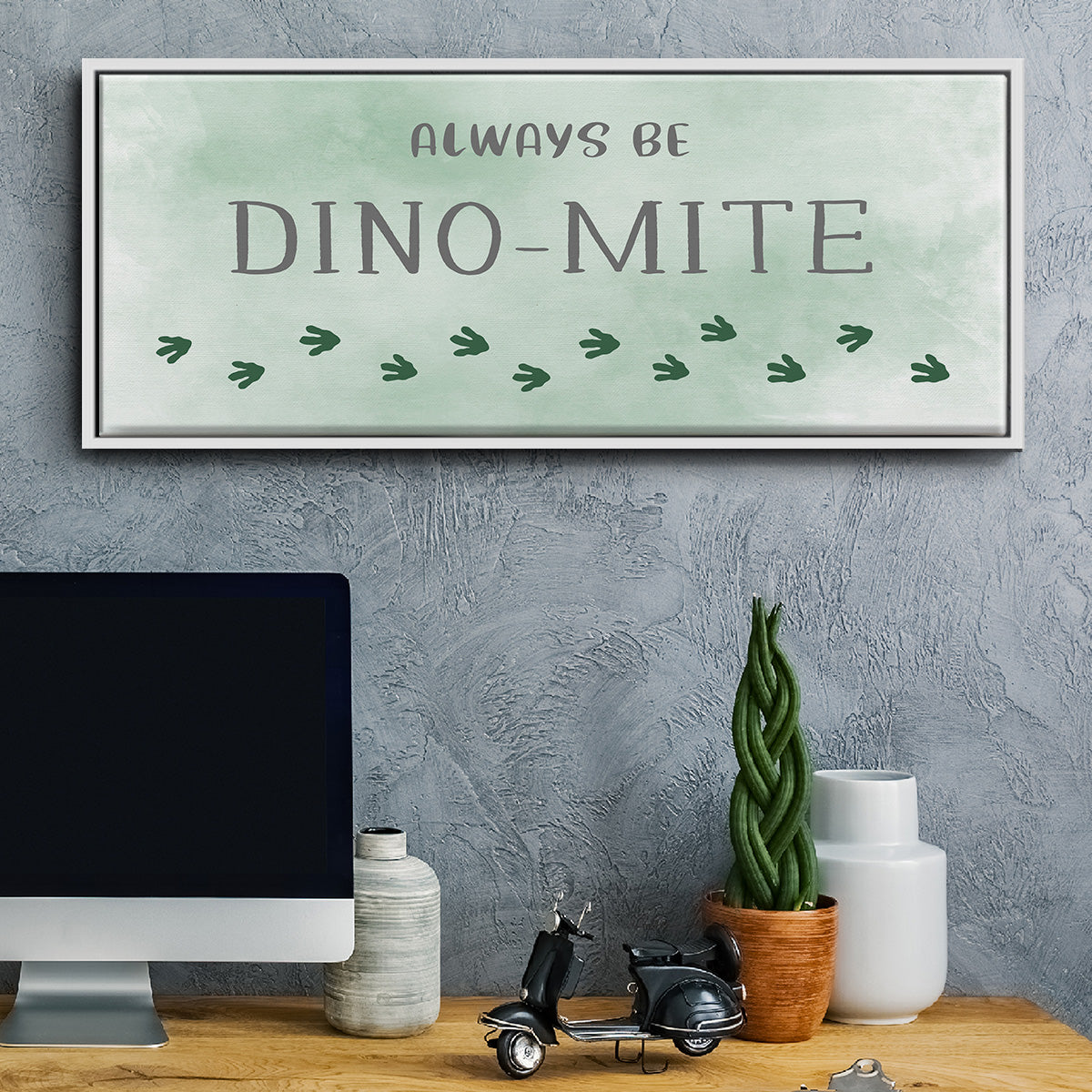 Dinomite - Floater Framed Canvas Print