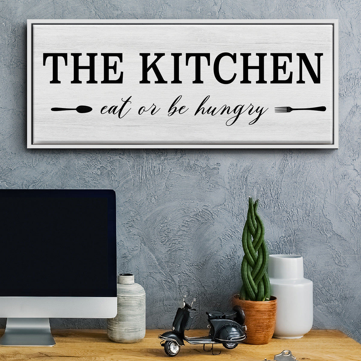 Eat Or Be Hungry - Floater Framed Canvas Print