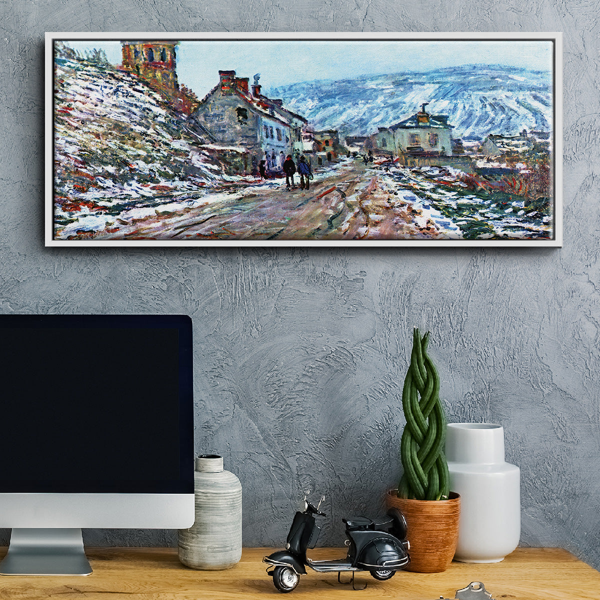 Road to Vétheuil in Winter - Floater Framed Canvas Print