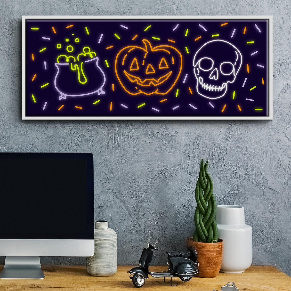Neon Halloween Collection D - Floater Framed Canvas Print