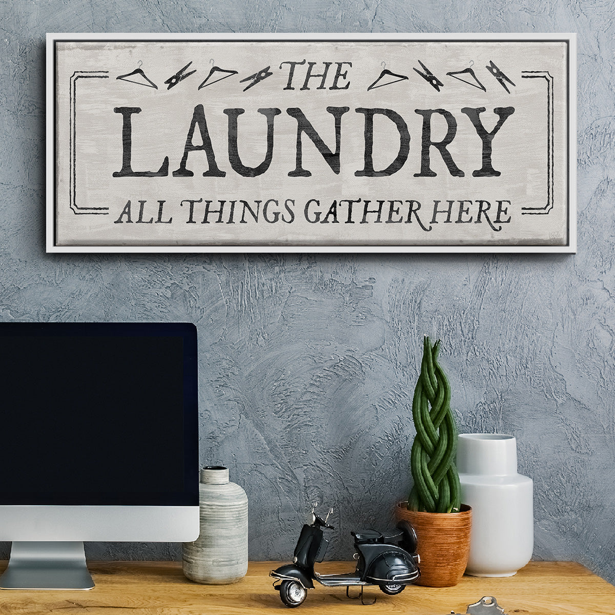 Laundry Gathers - Floater Framed Canvas Print