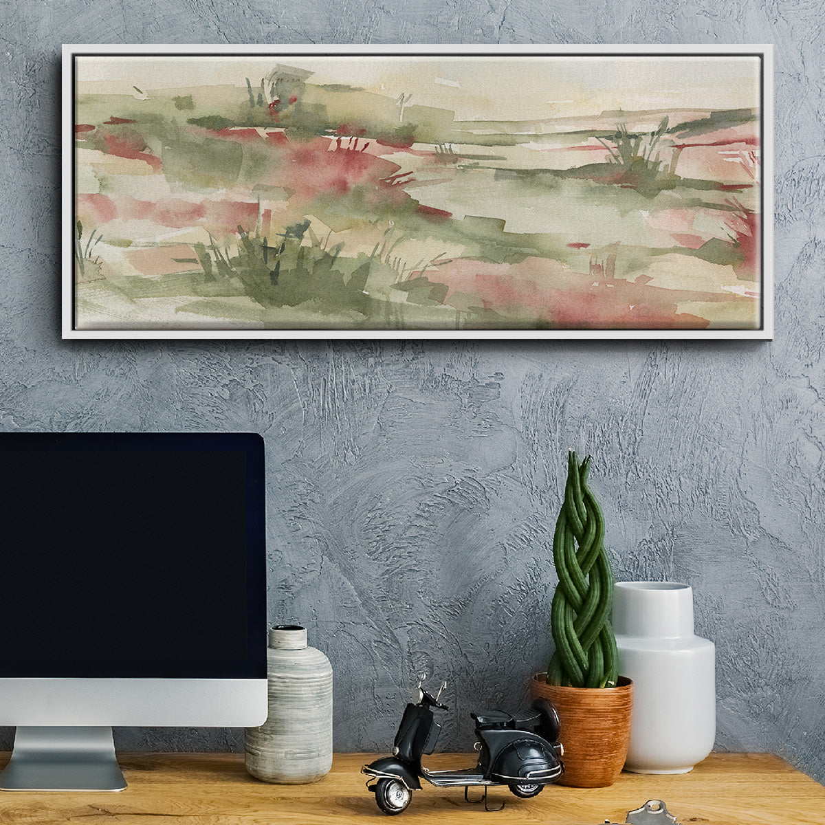 Rust Grasslands I - Floater Framed Canvas Print