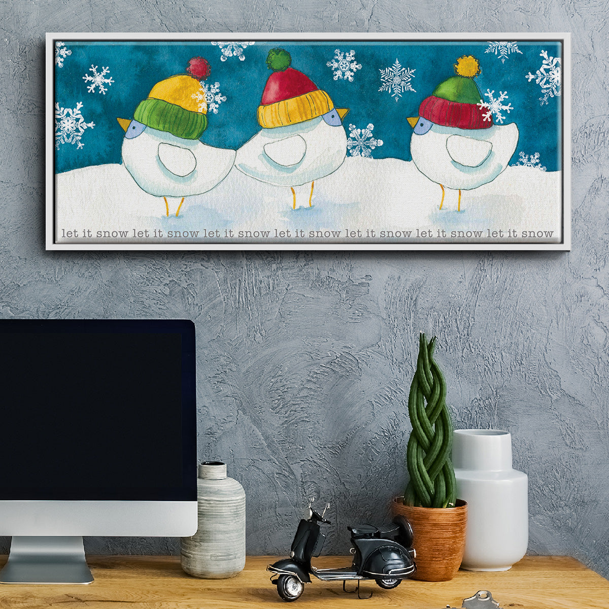 Merry Snowmen - Floater Framed Canvas Print