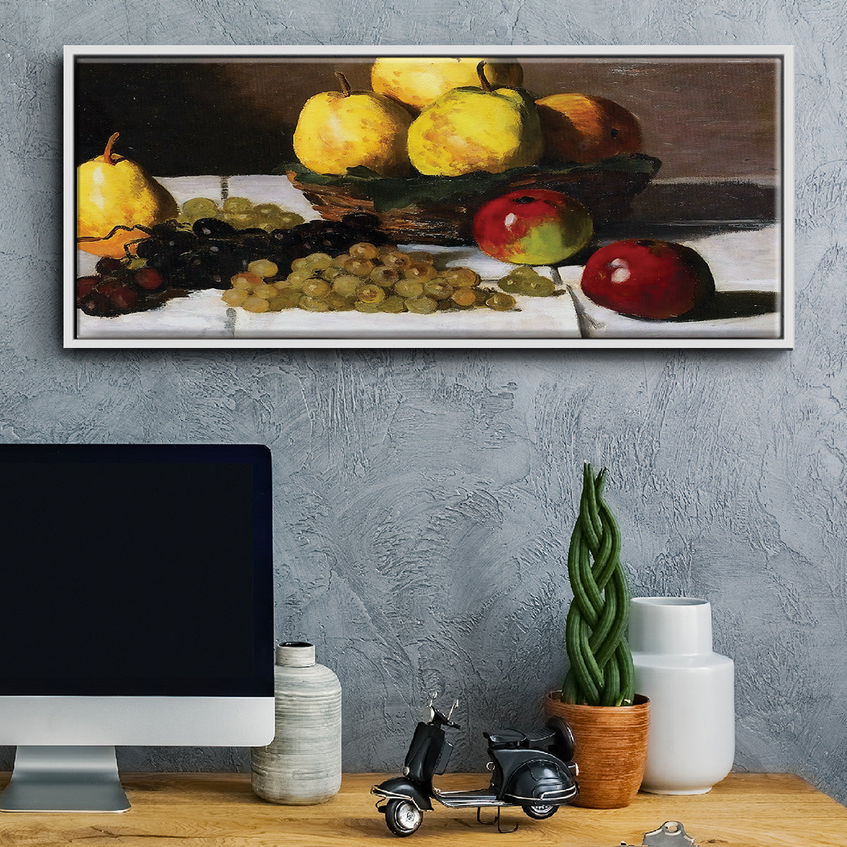 Still Life with Pears and Grapes, 1867 - Floater Framed Canvas Print