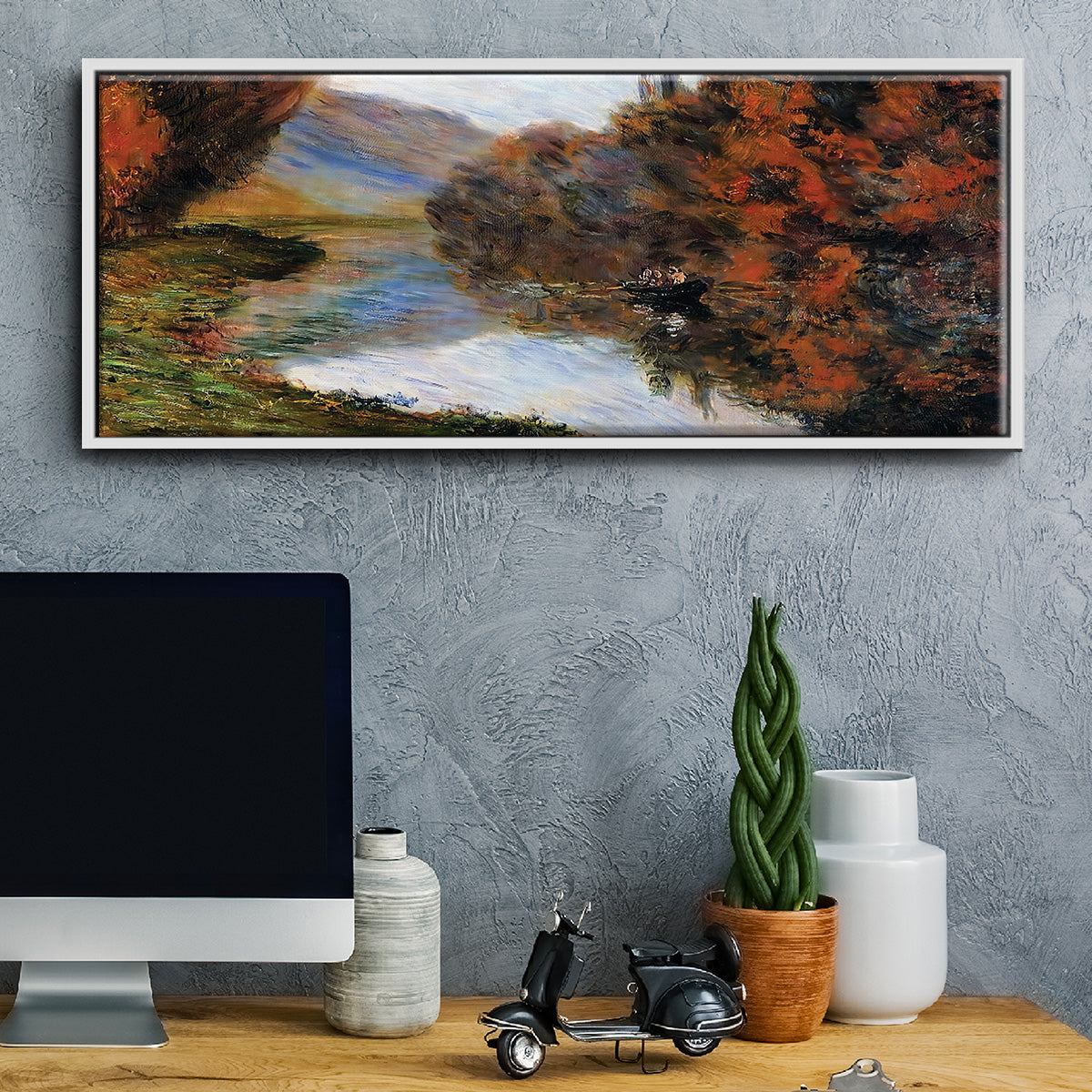 Rowboat on the Seine at Jeufosse, 1884 - Floater Framed Canvas Print