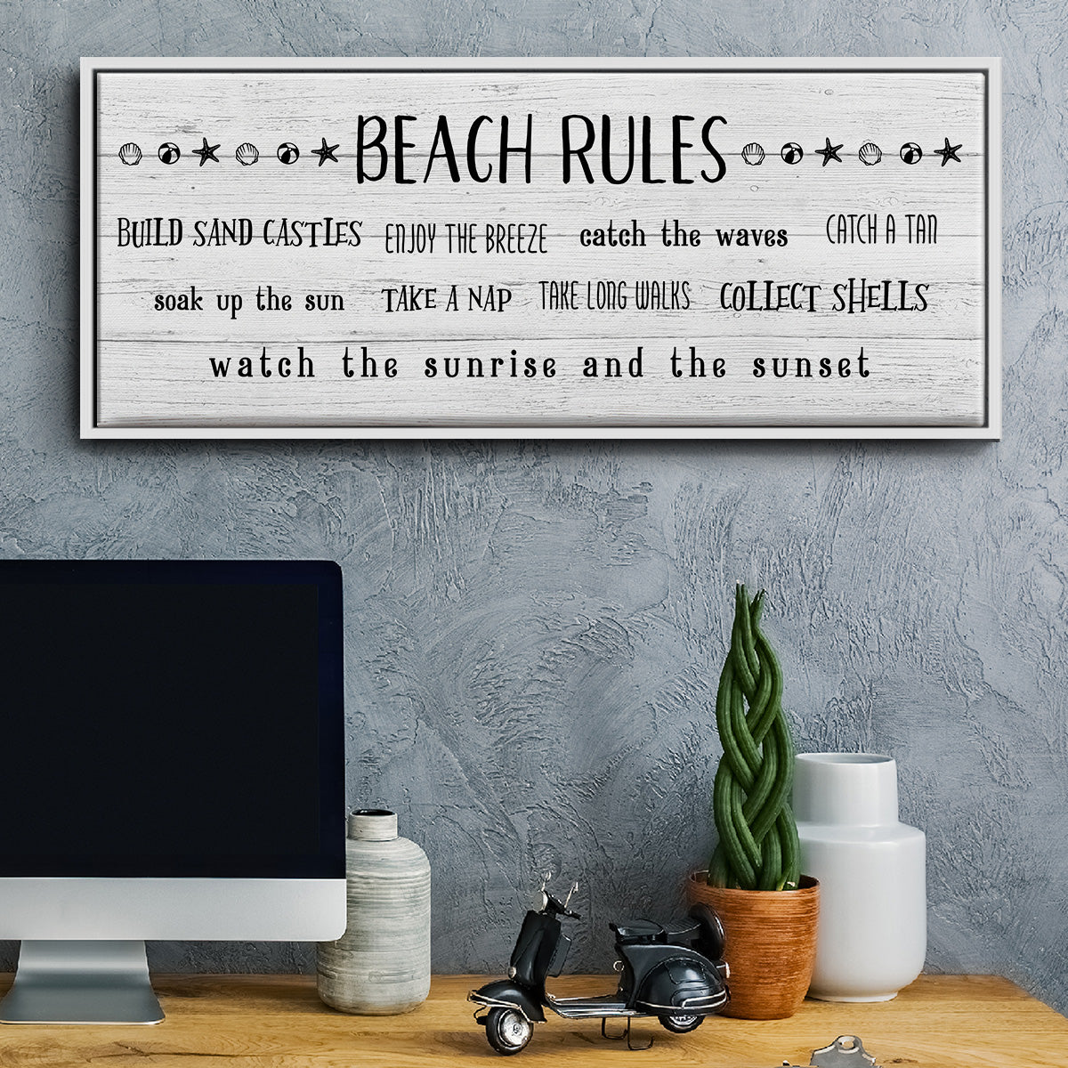 Rules of the Beach - Floater Framed Canvas Print