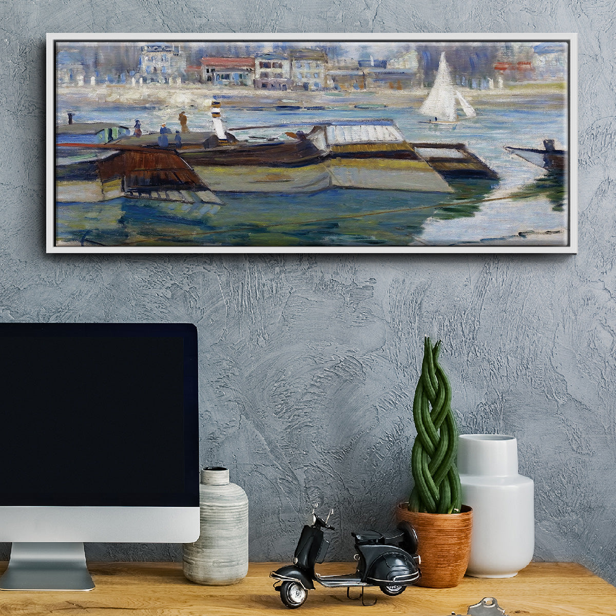 The Seine at Asnieres 2, 1873 - Floater Framed Canvas Print