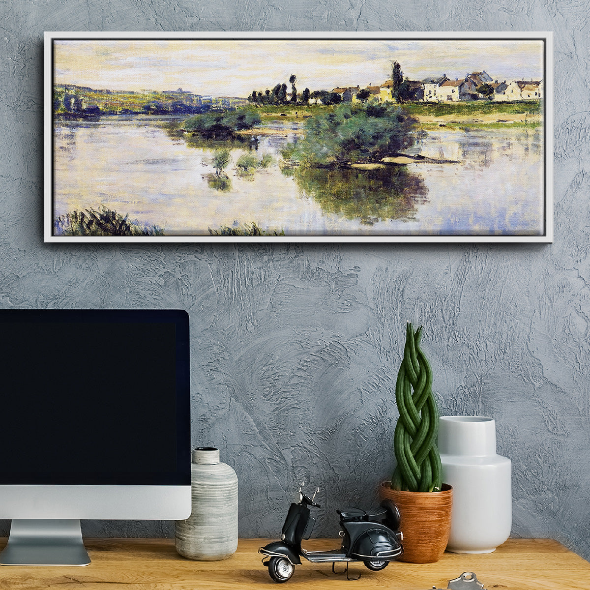 The Seine at Lavacourt, 1878 - Floater Framed Canvas Print
