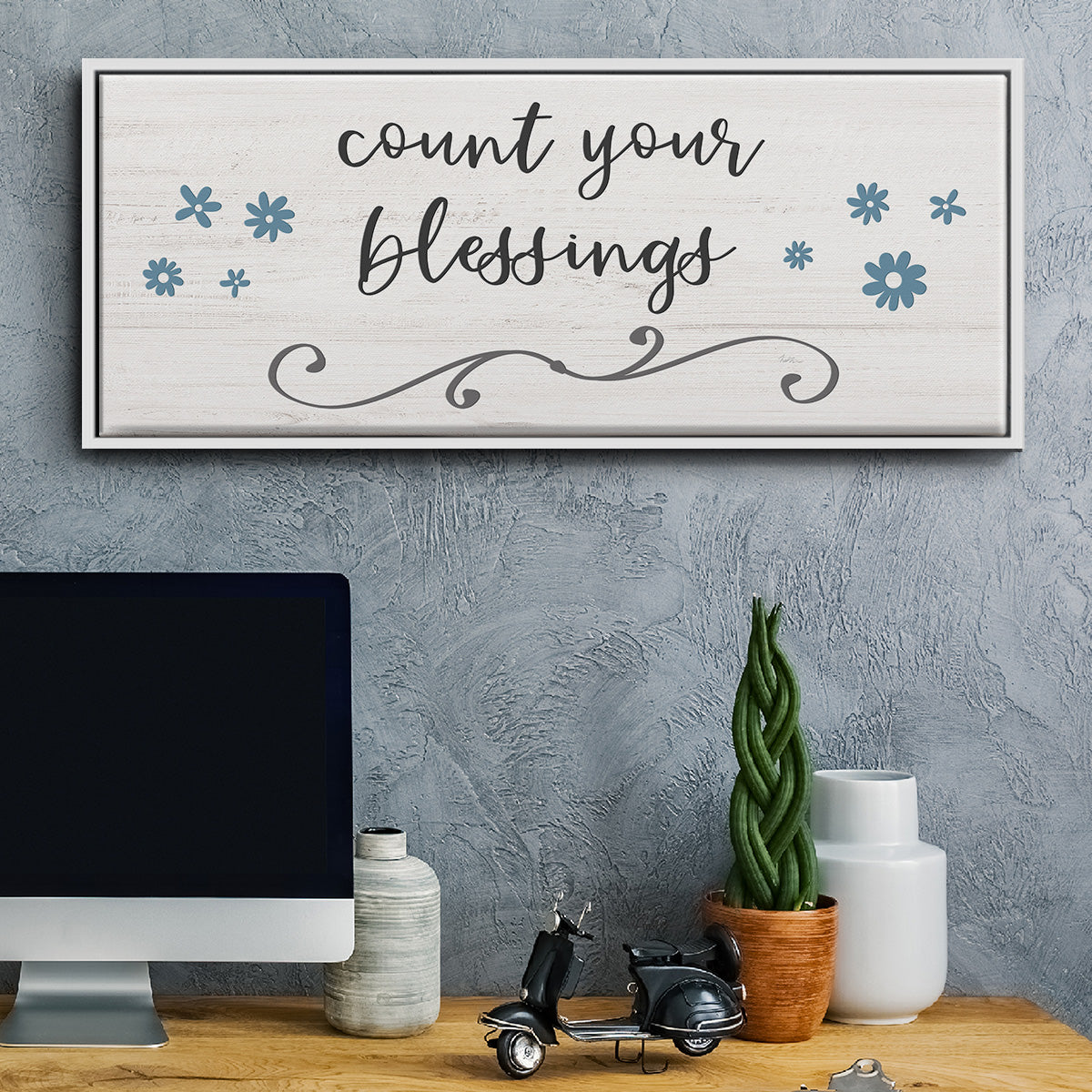 Count Blessings - Floater Framed Canvas Print