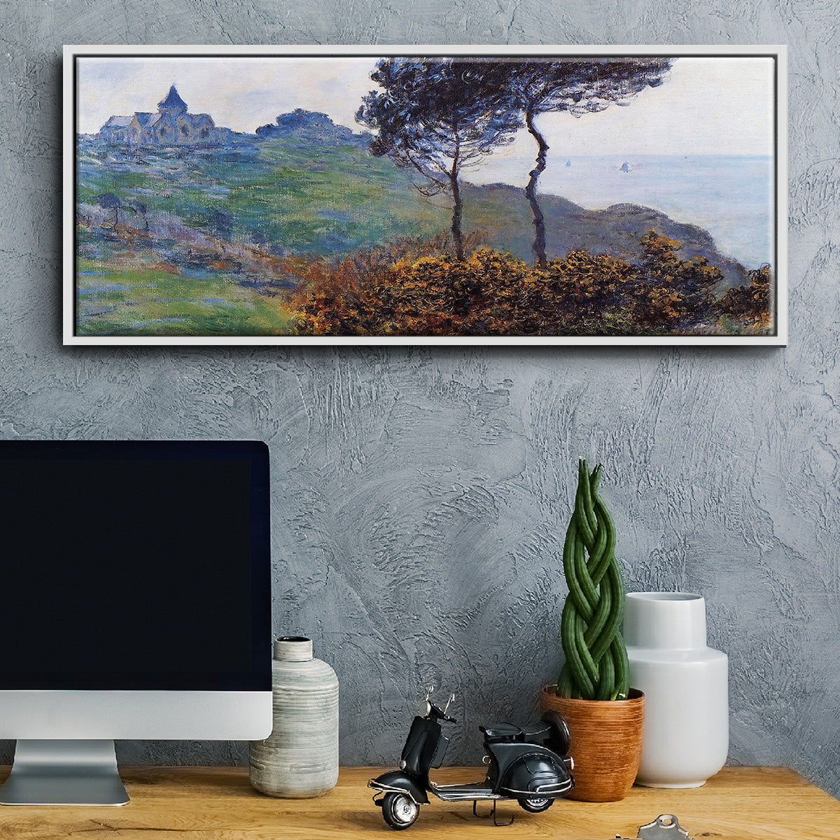 The Church at Varengaville, Grey Weather, 1882 - Floater Framed Canvas Print