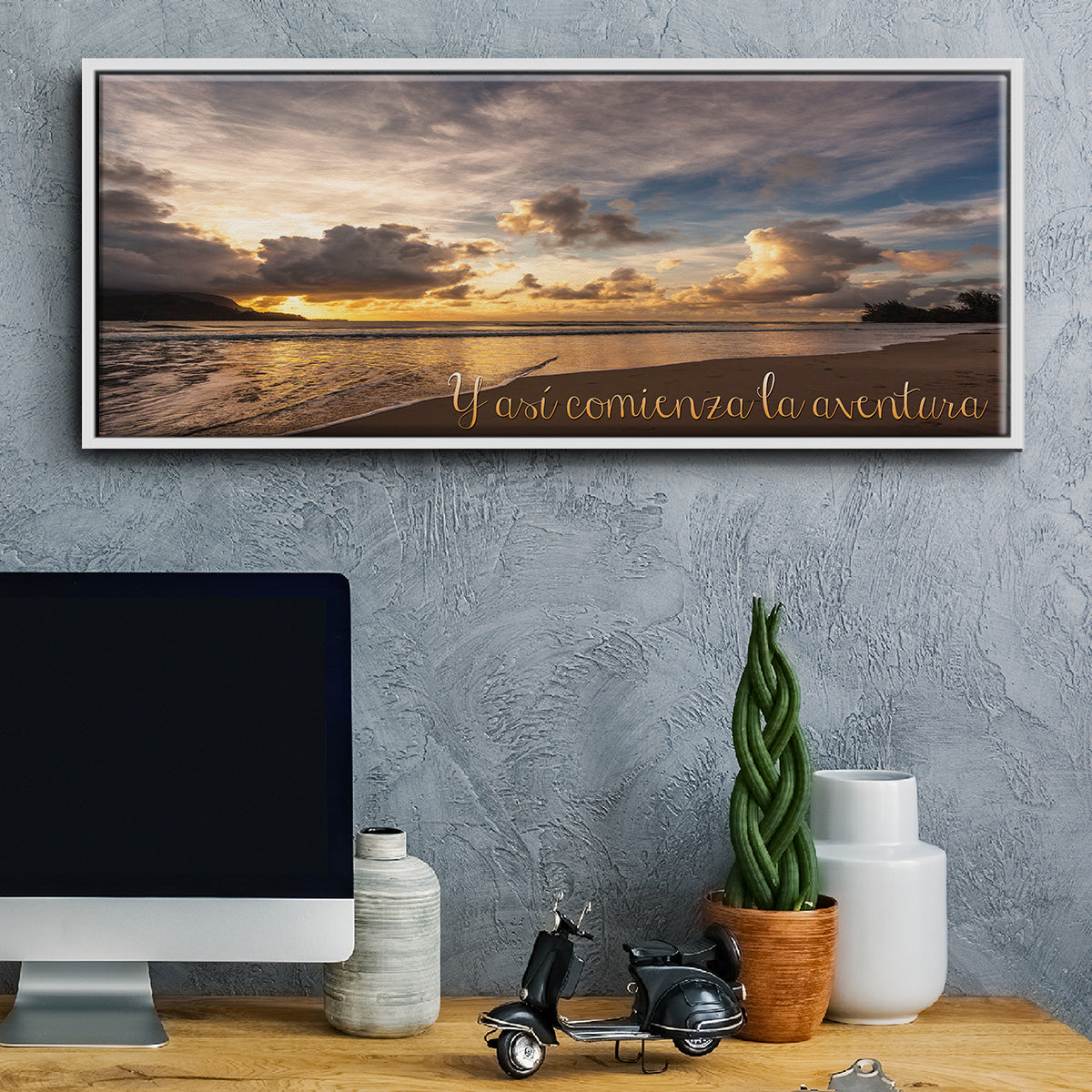 Comienza la Aventura - Floater Framed Canvas Print