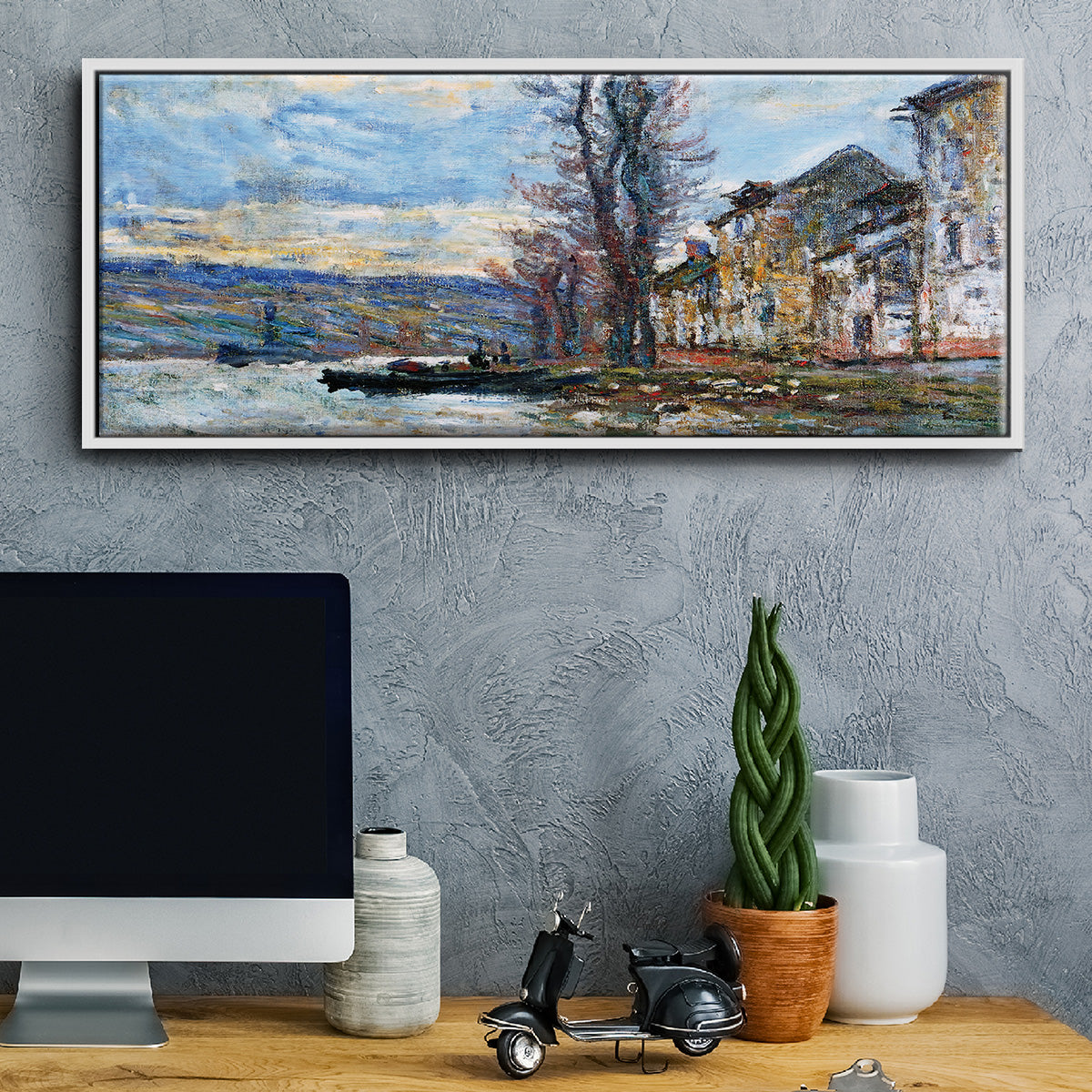 The Seine at Lavacourt, Winter, 1879 - Floater Framed Canvas Print