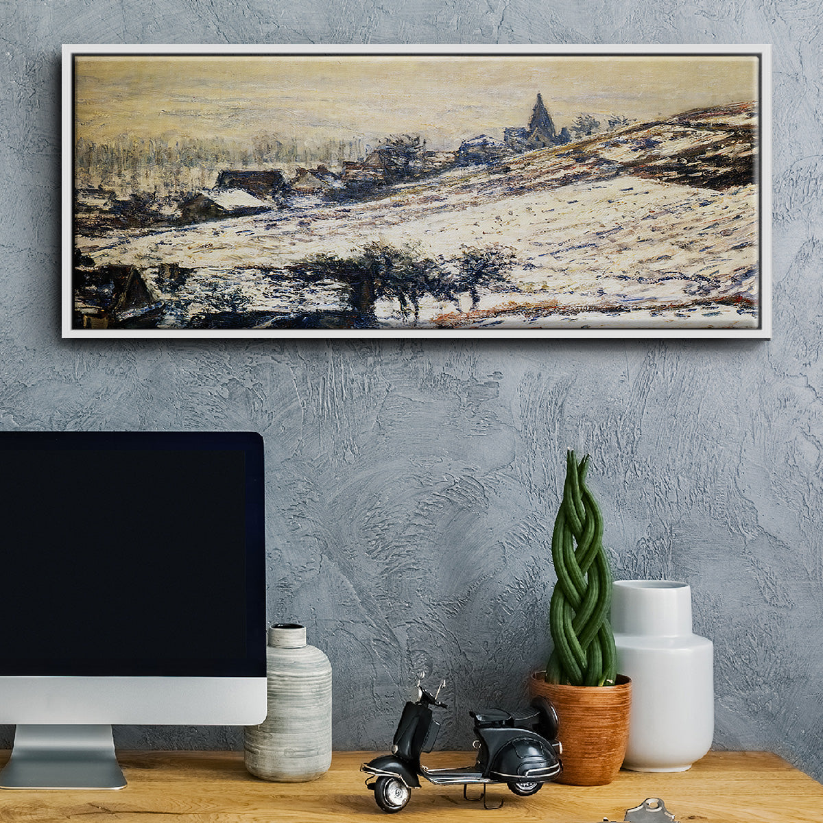 Winter at Giverny, 1885 - Floater Framed Canvas Print
