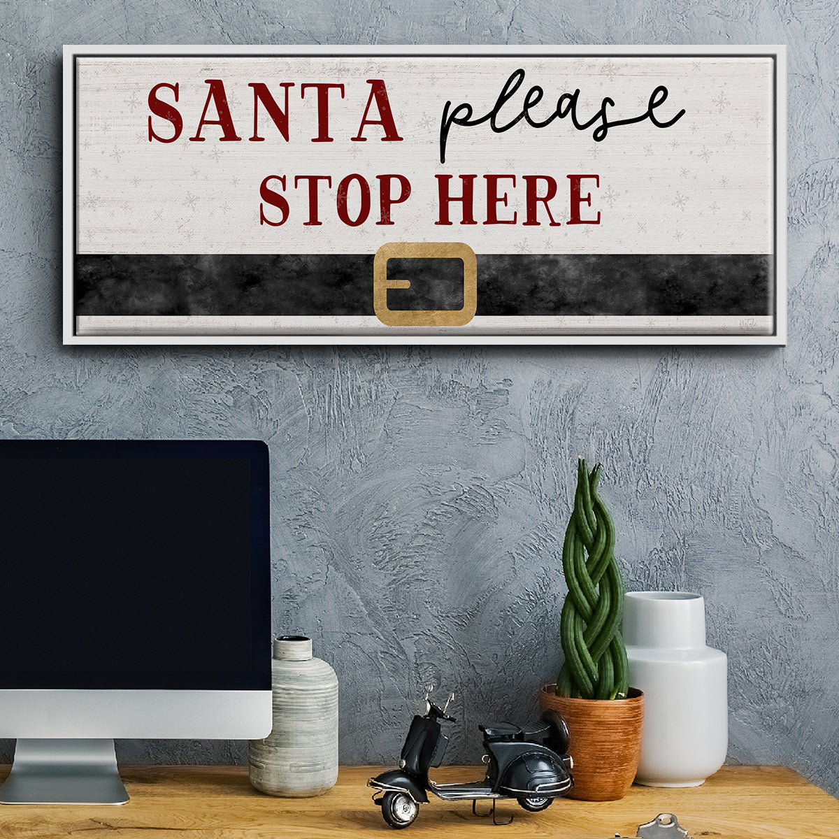 Santa Stop - Floater Framed Canvas Print