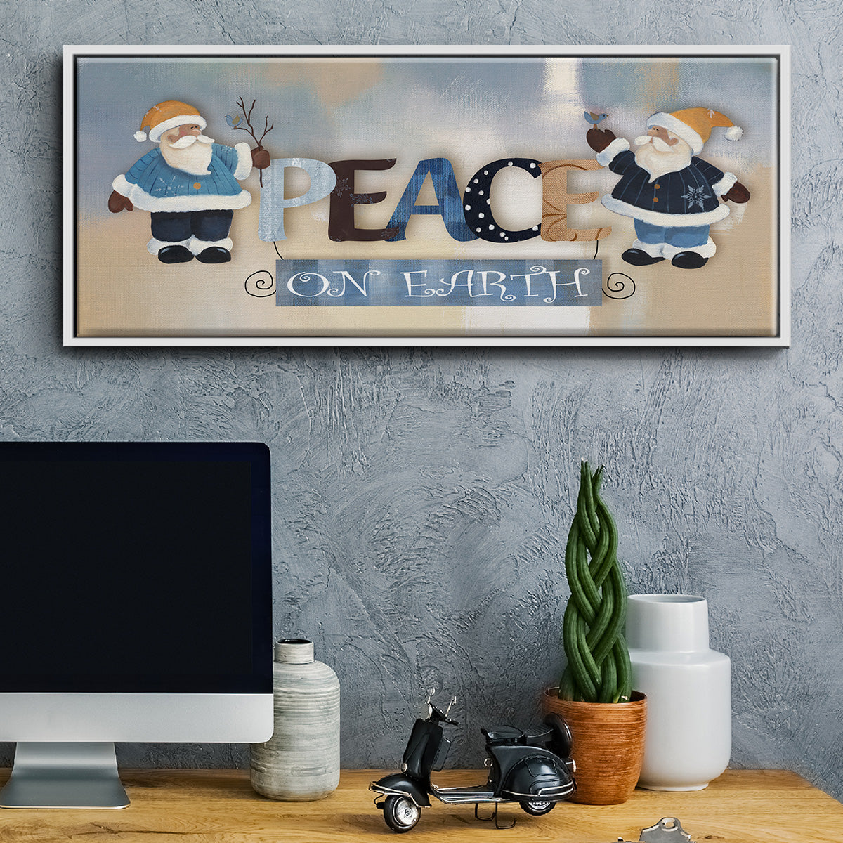 Santa Peace - Floater Framed Canvas Print