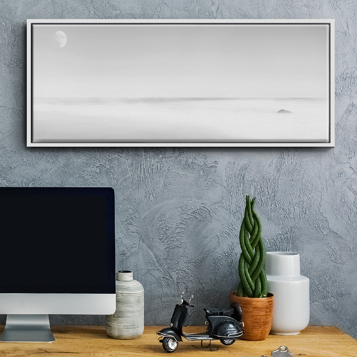 Black & White Water Panel XV - Floater Framed Canvas Print