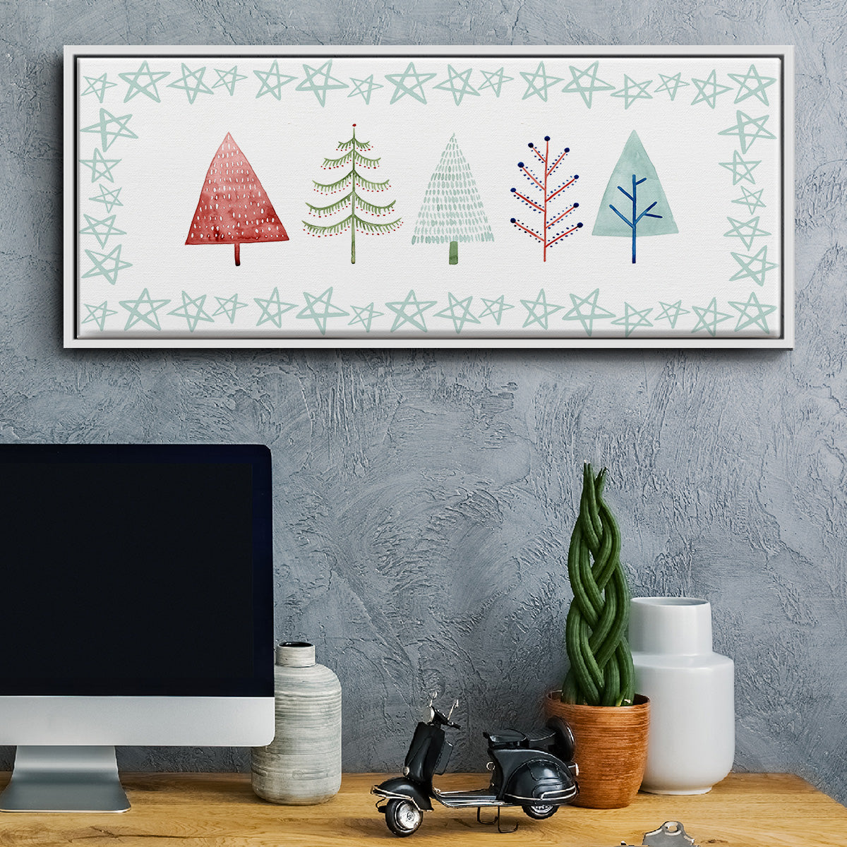 Christmas Tree Whimsy Collection C - Floater Framed Canvas Print