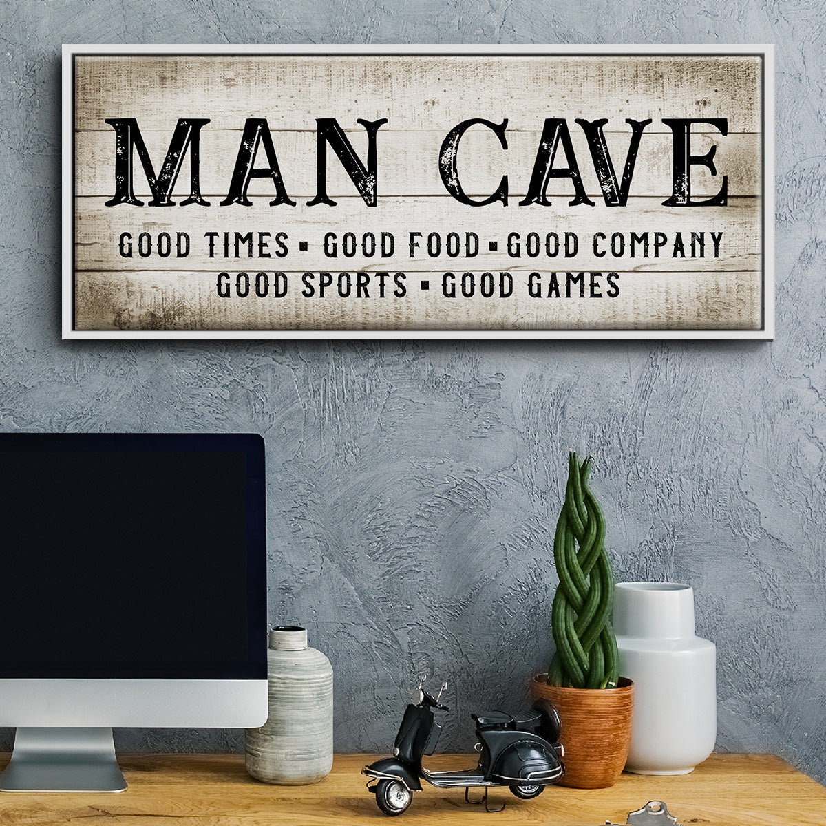 Man Cave Good Times - Floater Framed Canvas Print