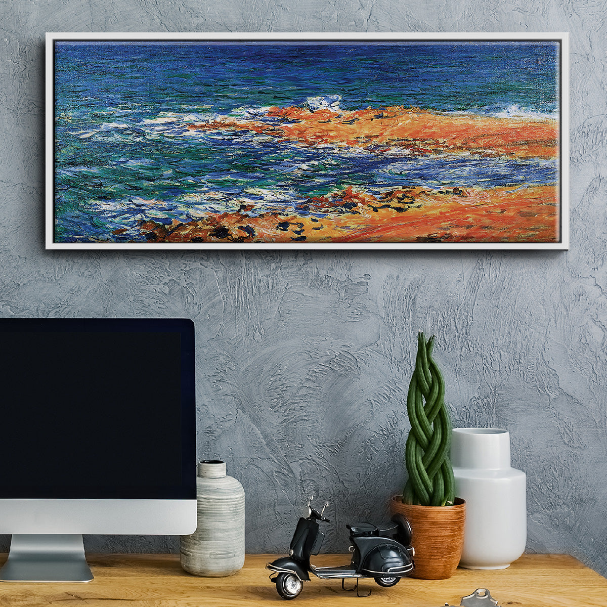 The 'Big Blue' Sea in Antibes, 1888 - Floater Framed Canvas Print