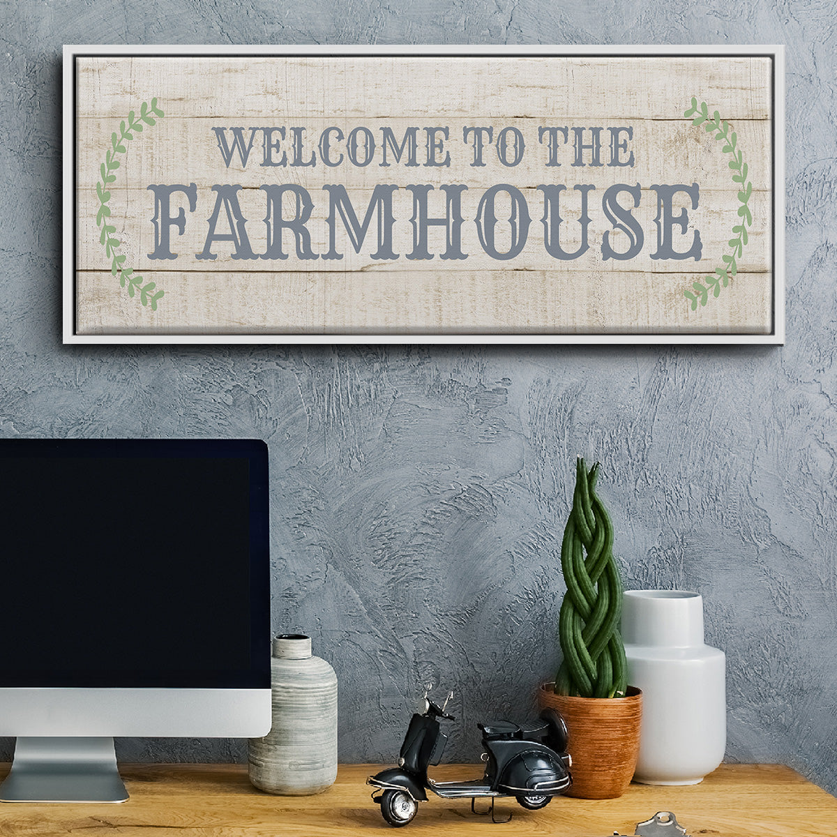 Welcome to the Farmhouse - Floater Framed Canvas Print