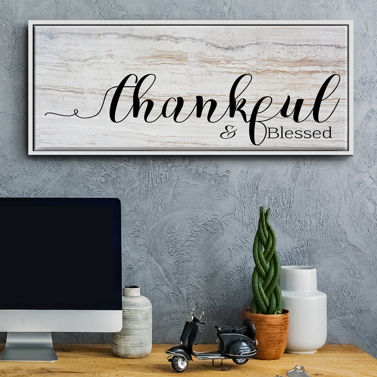 Thankful & Blessed - Floater Framed Canvas Print