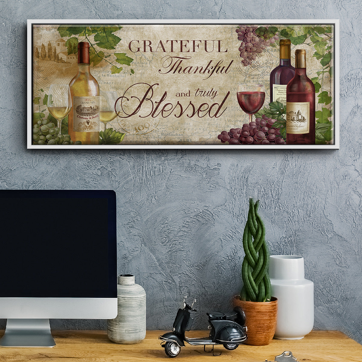 Grateful Wine - Floater Framed Canvas Print