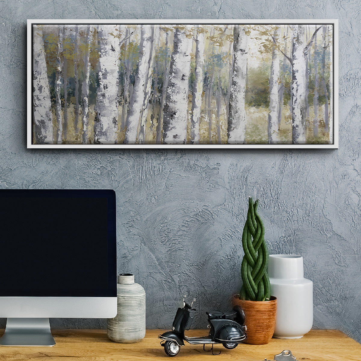 Hidden Birch - Floater Framed Canvas Print