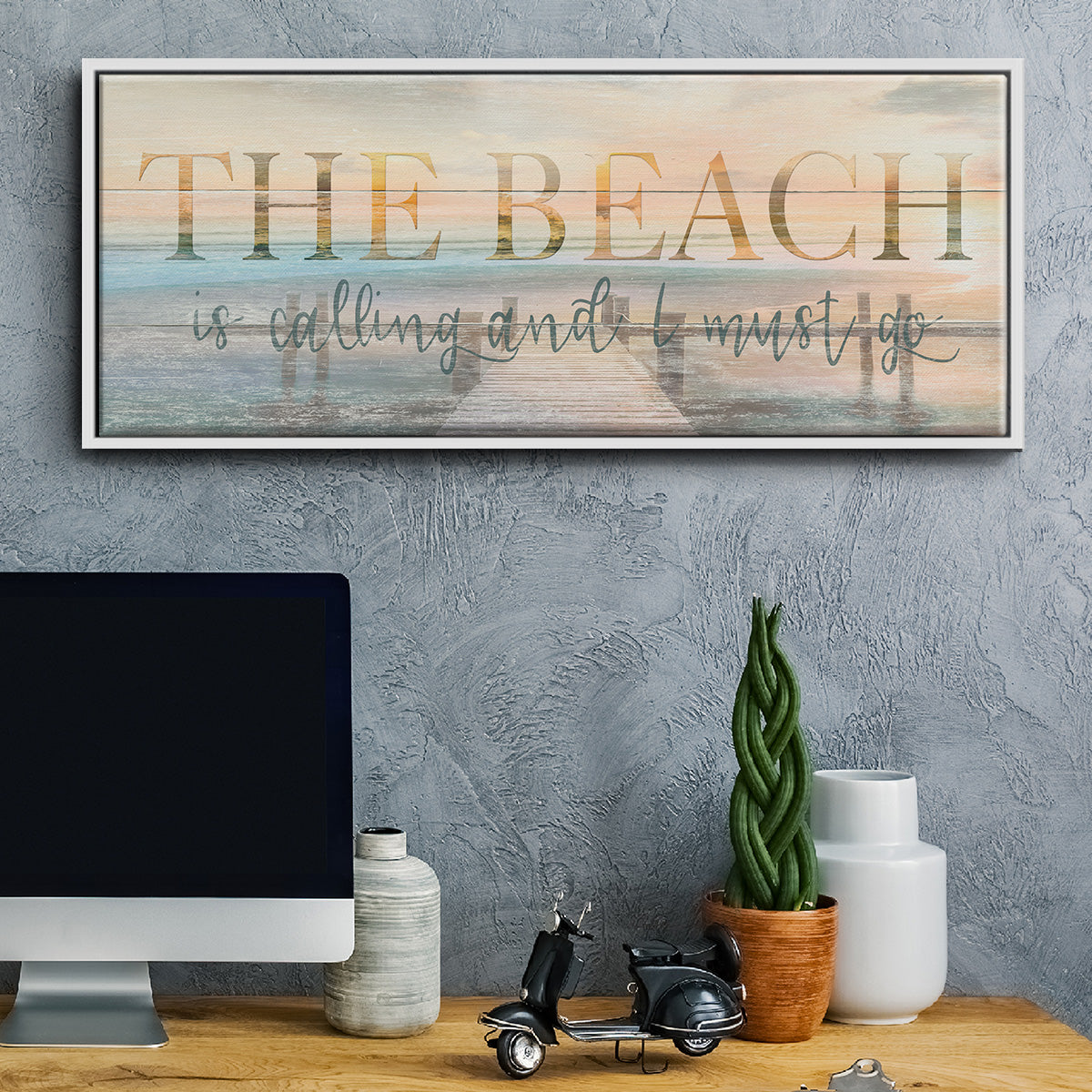 The Beach Is Calling - Floater Framed Canvas Print