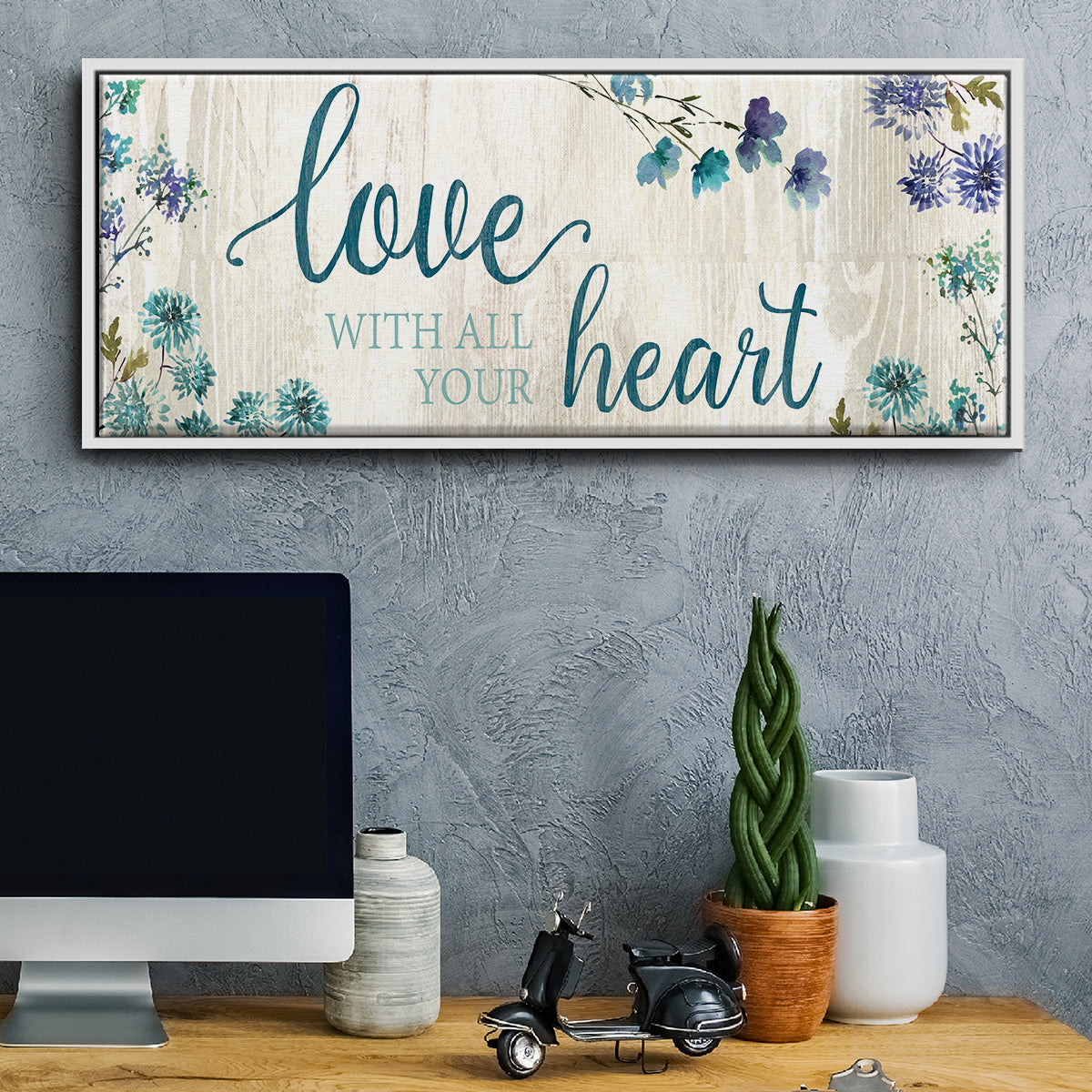 Love With All Your Heart - Floater Framed Canvas Print