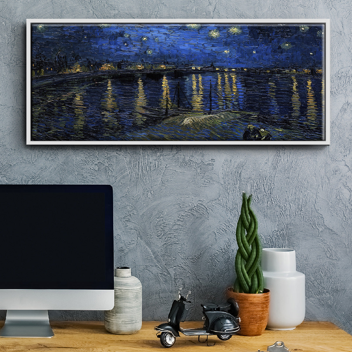 Starry Night Over the Rhone - Floater Framed Canvas Print