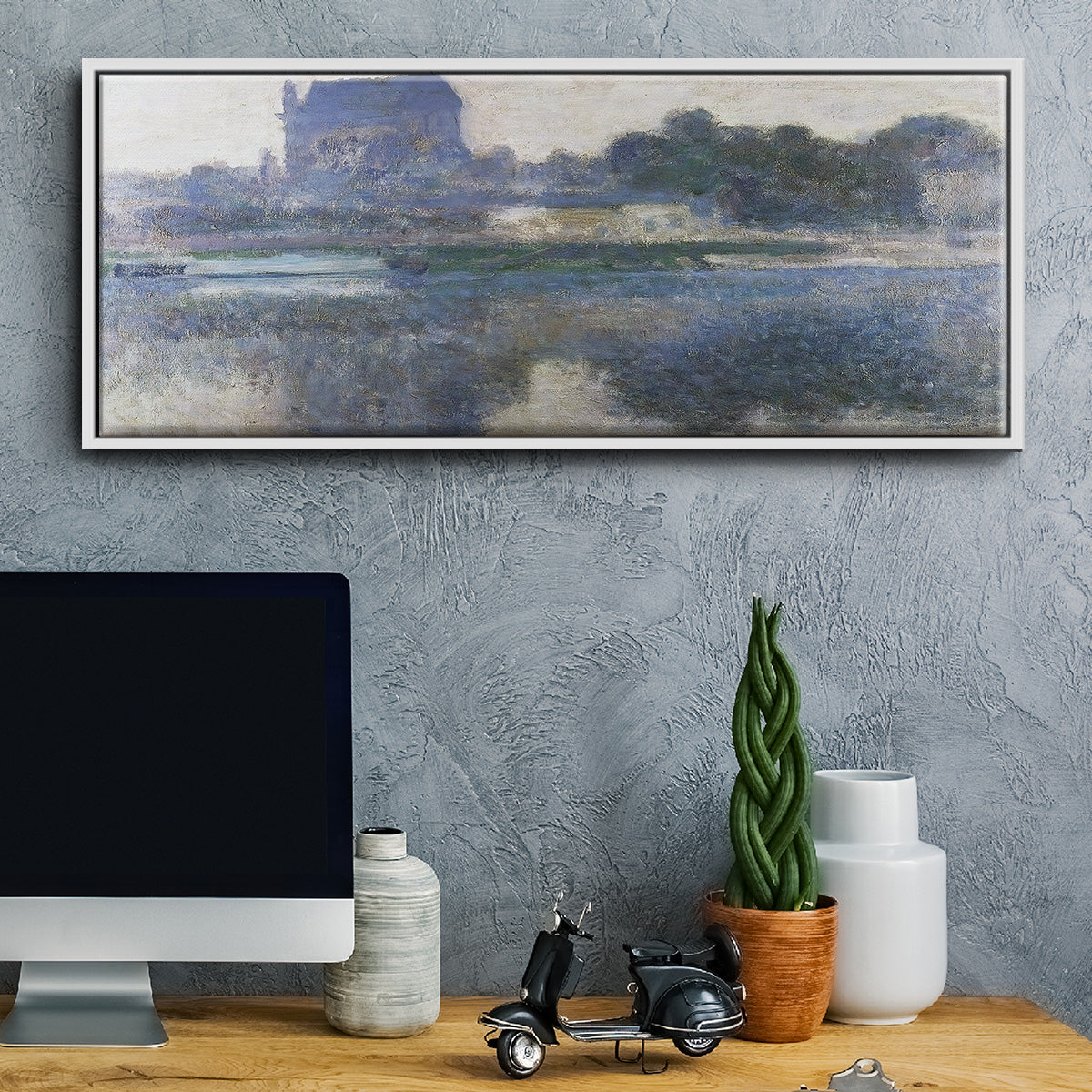 The Church of Vernon in the Mist, 1893 - Floater Framed Canvas Print