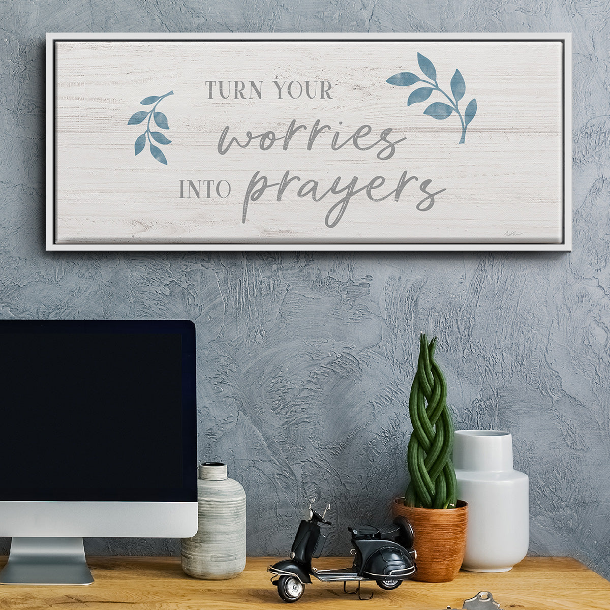 Worries into Prayers - Floater Framed Canvas Print